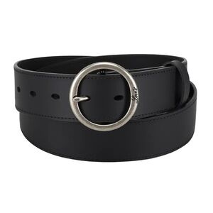 Levi's Black Leather Belt with Round Silver-Tone Buckle